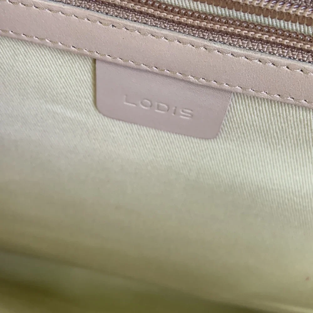 Lodis Snake-Print Laptop Bag in Cream, Brown & Teal